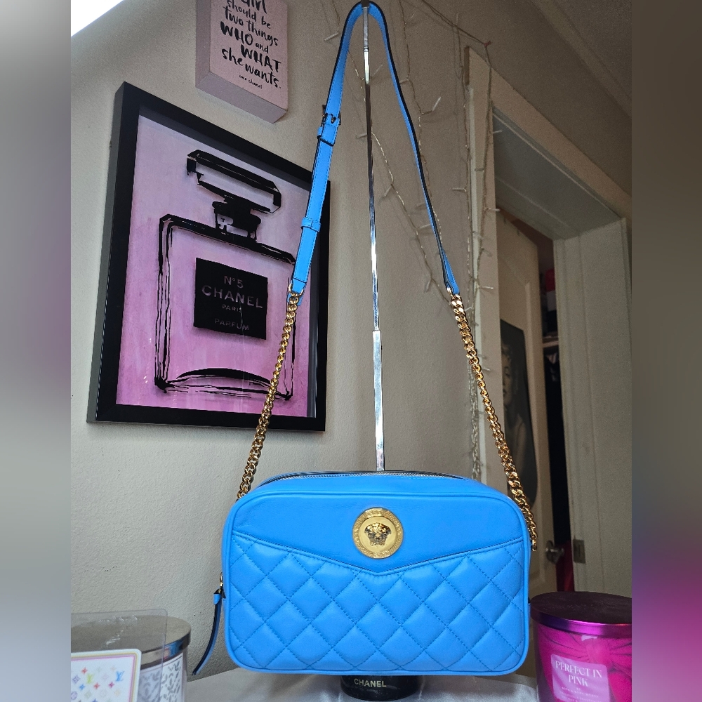 NWOT Stunning Versace Quilted Medusa Crossbody Bag!